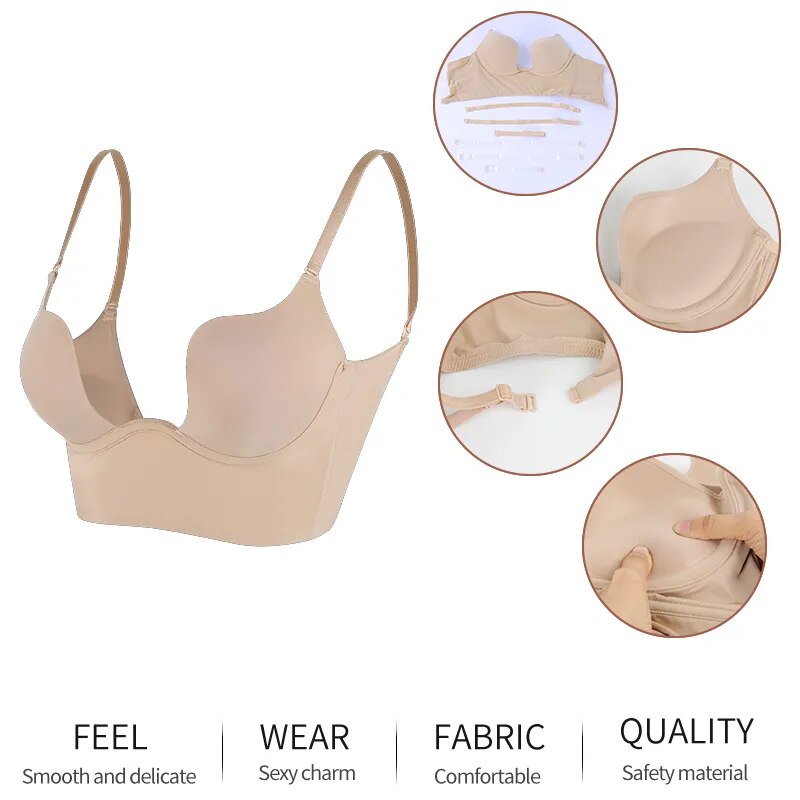 Women's Sexy Deep U Neck Bra